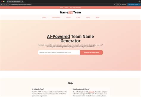 FREE Team Name Generator (Powered By AI) .
